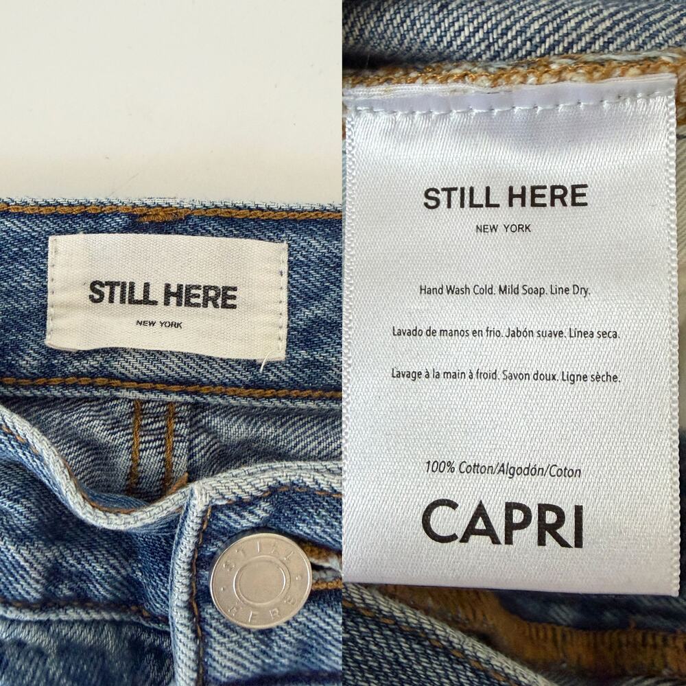 STILL HERE NY Capri Cropped Jeans Classic Blue Denim Size 26 - Picture 13 of 16